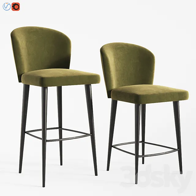 Minotti Aston – Barstool and Counter Stool 3D Model Minotti Aston – Barstool and Counter Stool 3D Model