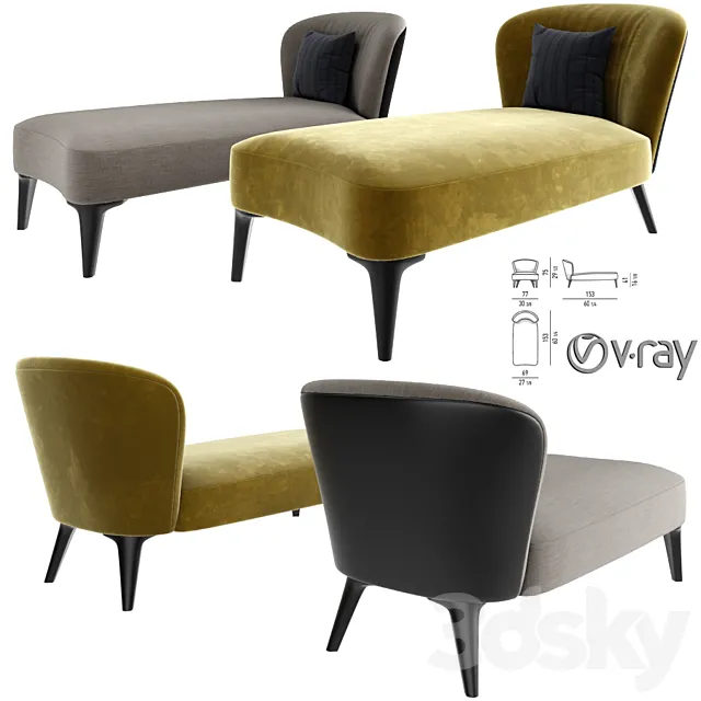 Minotti Aston Daybed With Pillow 3DModel