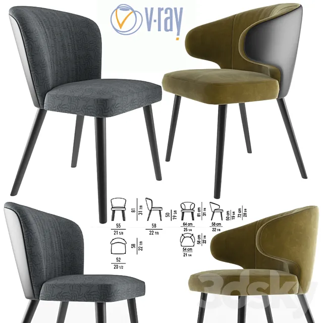 Minotti Aston Dining Chair 3DModel Minotti Aston Dining Chair 3DModel