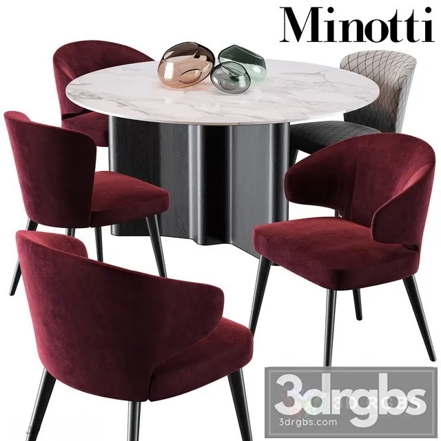 Minotti Aston Dining Chair Lou Dining Table 3D Model Download