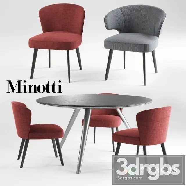 Minotti Aston Evans Dinning Set 3D Model Download