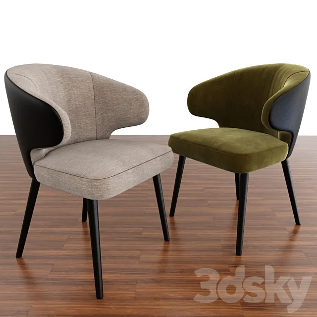 Minotti Aston Little Dining Chair With Parquet 3D Model Minotti Aston Little Dining Chair With Parquet 3D Model