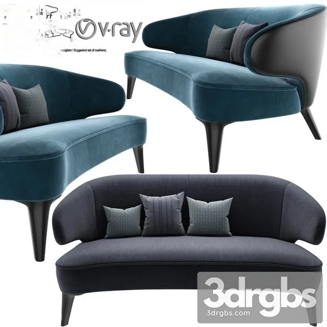 Minotti Aston Little Sofa With Pillow 3D Model Download