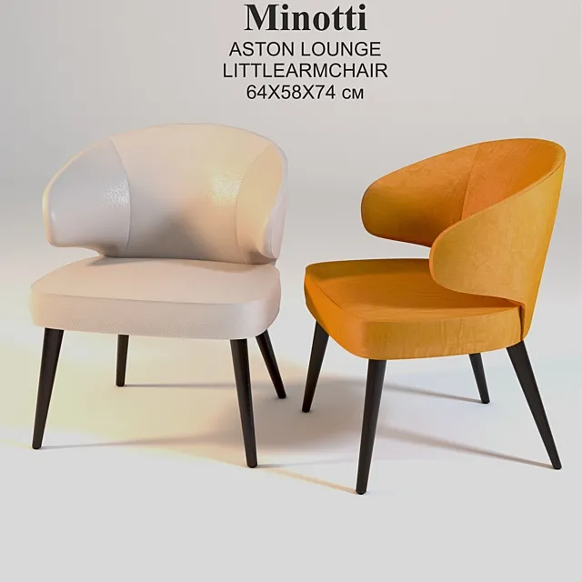 Minotti ASTON LOUNGE LITTLEARMCHAIR 64X58X74 cm 3D Model