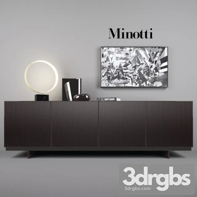 Minotti Aylon Sideboard With Accessories 3D Model Download