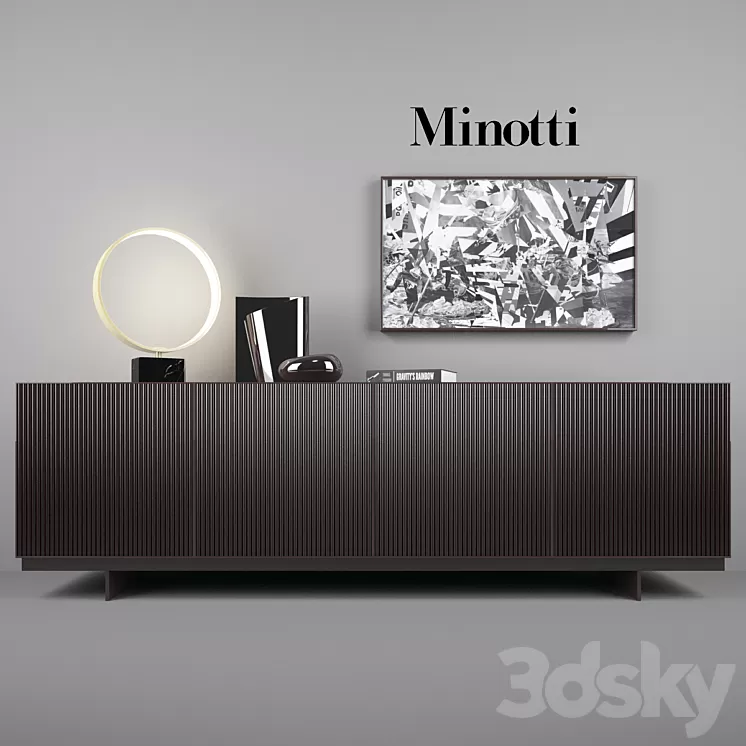 Minotti Aylon Sideboard with Accessories 3D Model