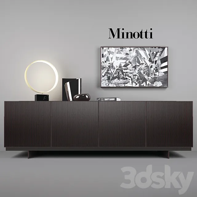 Minotti Aylon Sideboard with Accessories 3DModel