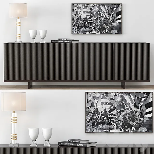 Minotti Aylon Sideboard with Accessories 3DModel Minotti Aylon Sideboard with Accessories 3DModel
