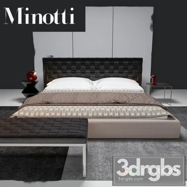 Minotti Bartlett Bed 3D Model Download