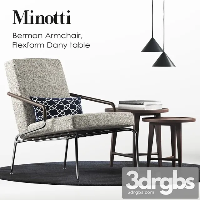 Minotti berman armchair set 2 3D Model Download