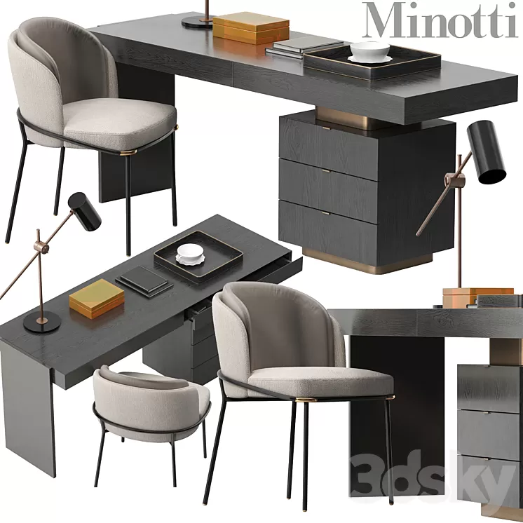 Minotti Carson desk set 3D Model