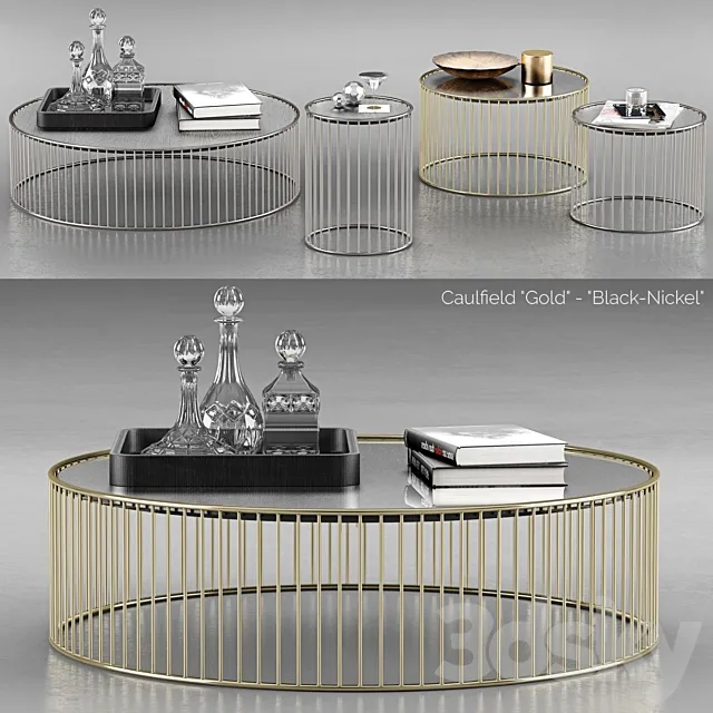 Minotti Caulfield Gold Black Nickel Coffee Tables 3DModel