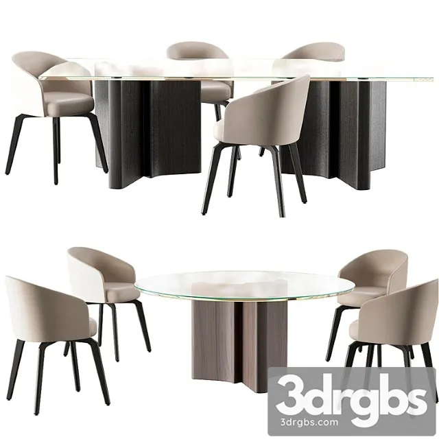 Minotti chair amelie dining table 2 3D Model Download