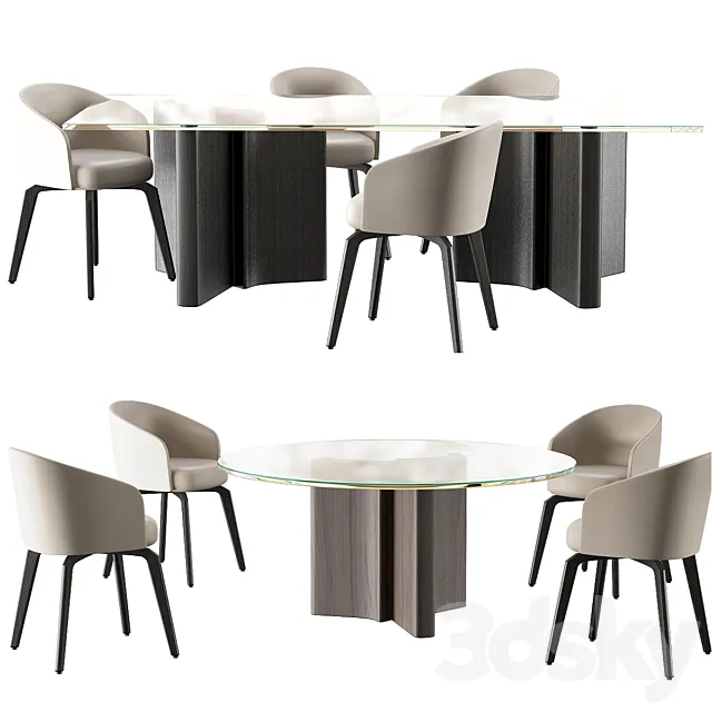 Minotti Chair amelie dining table 3D Model