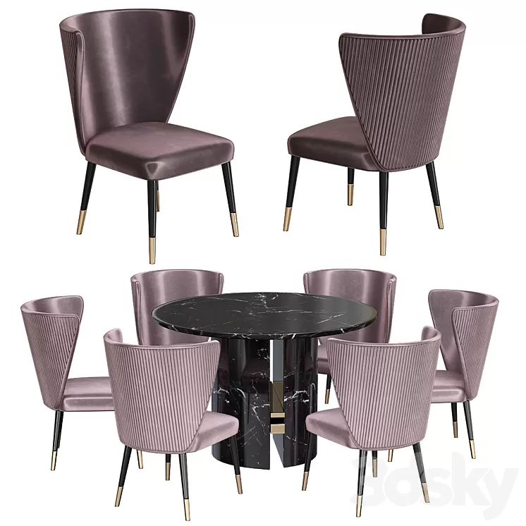 Minotti Chair and table 3D Model Minotti Chair and table 3D Model