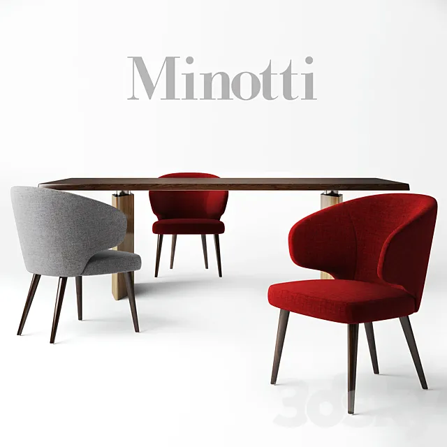 Minotti: chair ASTON. table MORGAN 3DModel