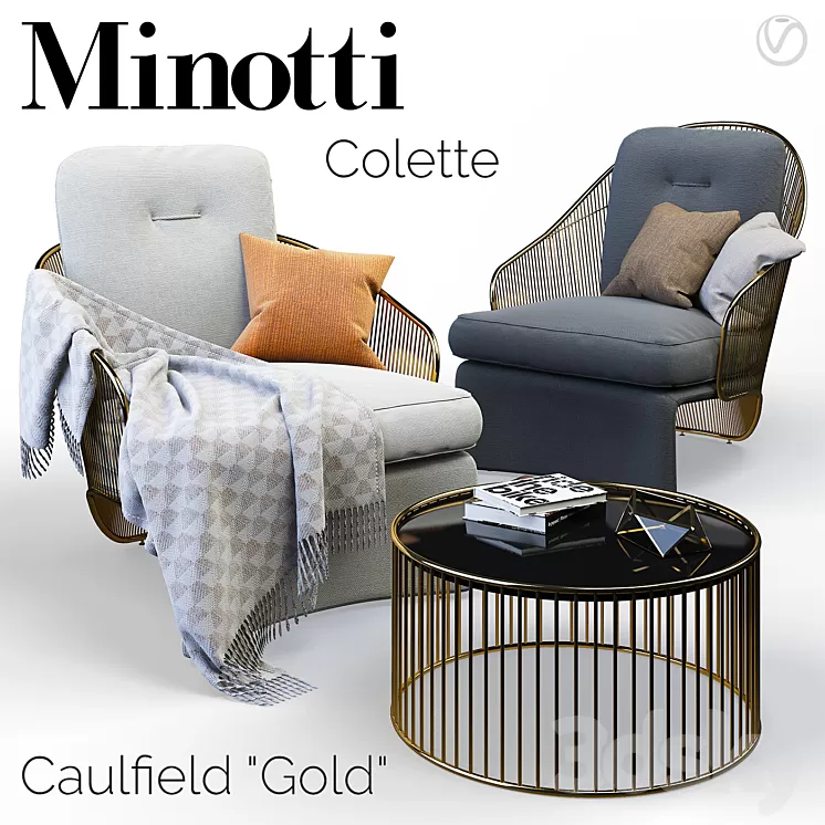Minotti Colette armchairs 3D Model