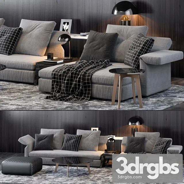 Minotti collar sofa 2 3D Model Download