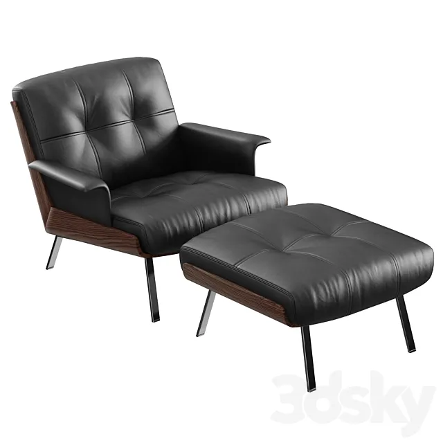 Minotti Daiki leather armchair 3DModel Minotti Daiki leather armchair 3DModel