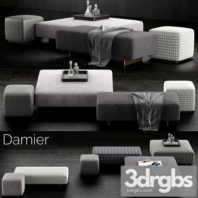 Minotti damier ottomans 2 3D Model Download