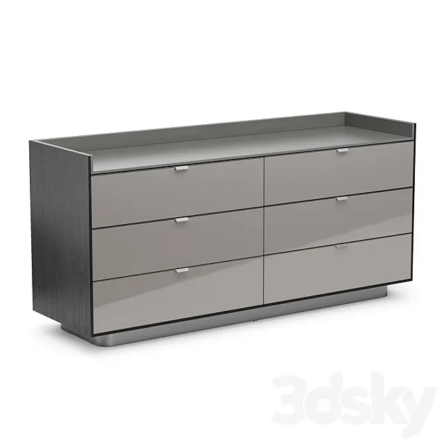 Minotti Darren Chest With 6 Drawers 3D Model Minotti Darren Chest With 6 Drawers 3D Model