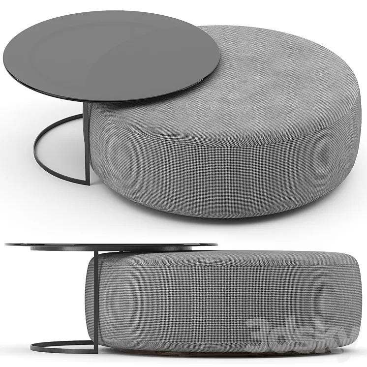 Minotti Davis pouf and table 3D Model Minotti Davis pouf and table 3D Model