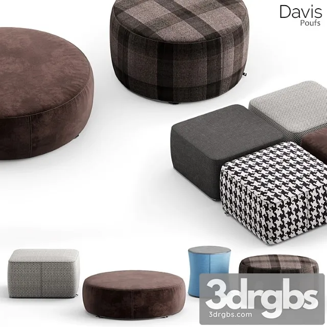 Minotti davis poufs 2 3D Model Download