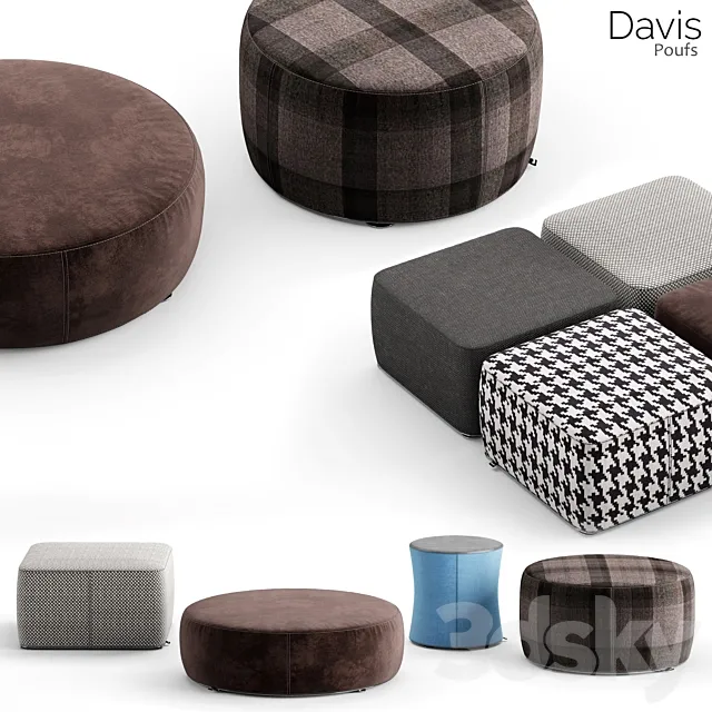 Minotti Davis Poufs 3D Model Minotti Davis Poufs 3D Model