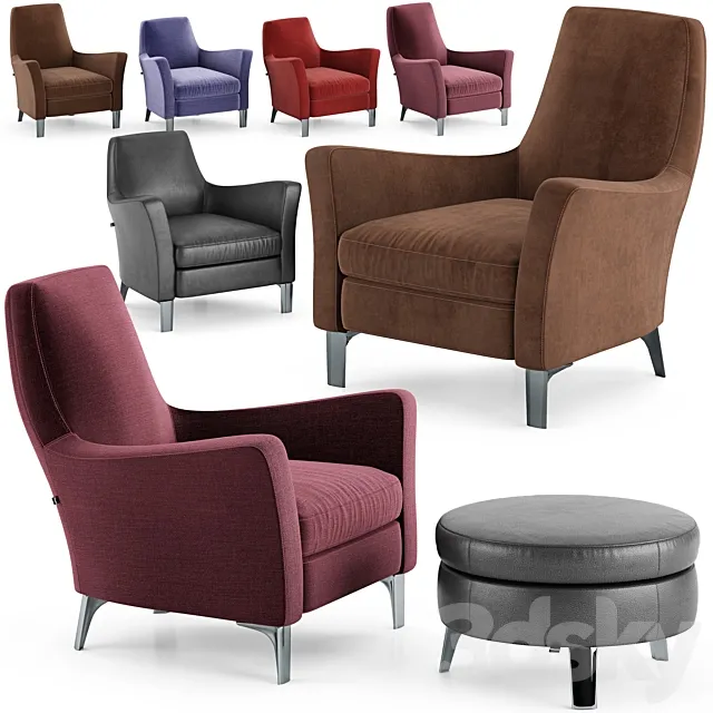 Minotti Denny Armchair 3D Model