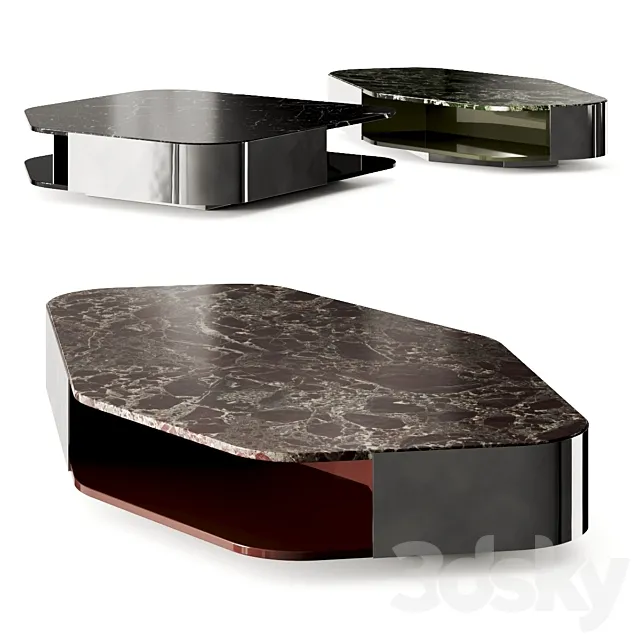 Minotti Diagramma Marble Coffee Table 3D Model