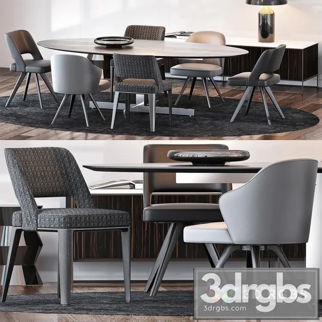 Minotti Dining Set 15 3D Model Download