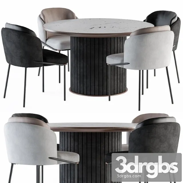 Minotti Dinning Round Table And Chair 3D Model Download