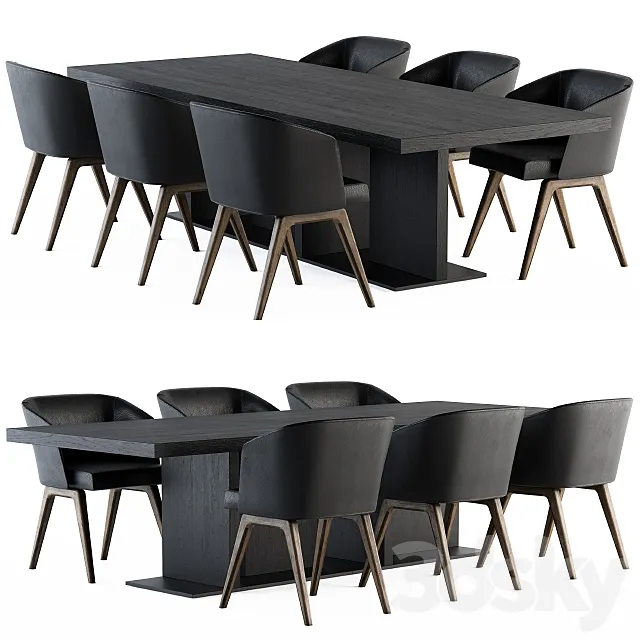 Minotti Dinning with Creed Chair and Toulouse Table 3D Model