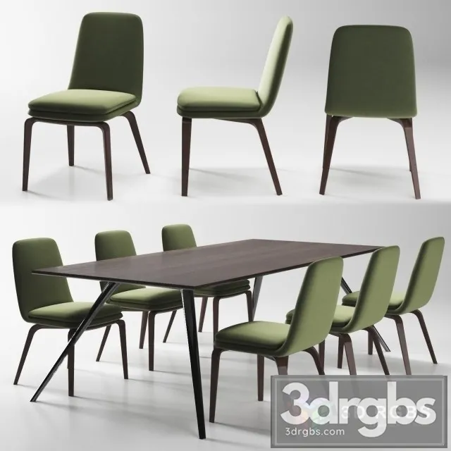 Minotti Evans York Table and Chair 3D Model Download