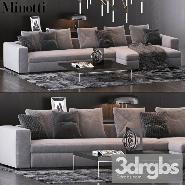 Minotti Fabric Moderm Sofa Set 3D Model Download