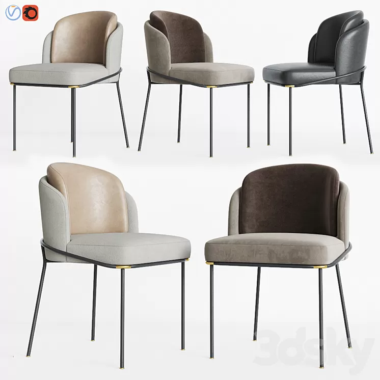 Minotti Fil noir Dining chair 3D Model Minotti Fil noir Dining chair 3D Model