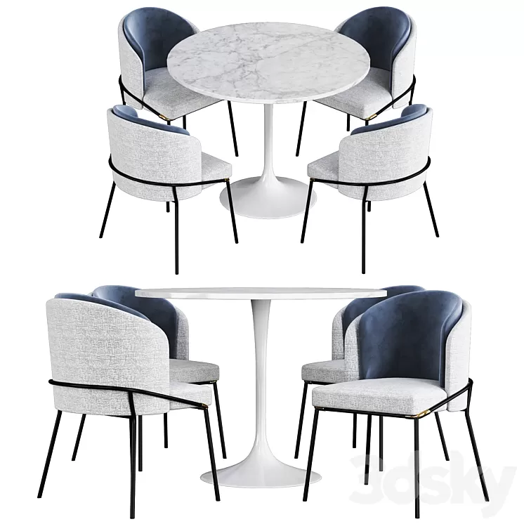 MInotti Fill noir chair with table 3D Model