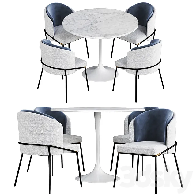 MInotti Fill noir chair with table 3DModel