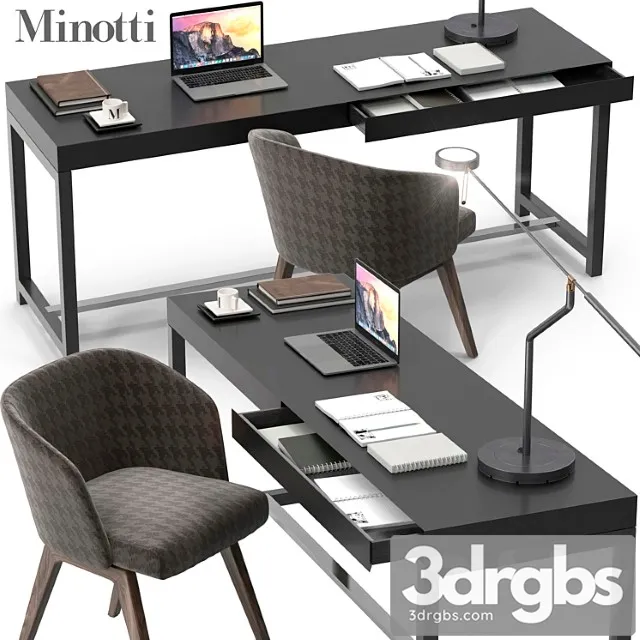 Minotti Fulton Desk Set 3D Model Download