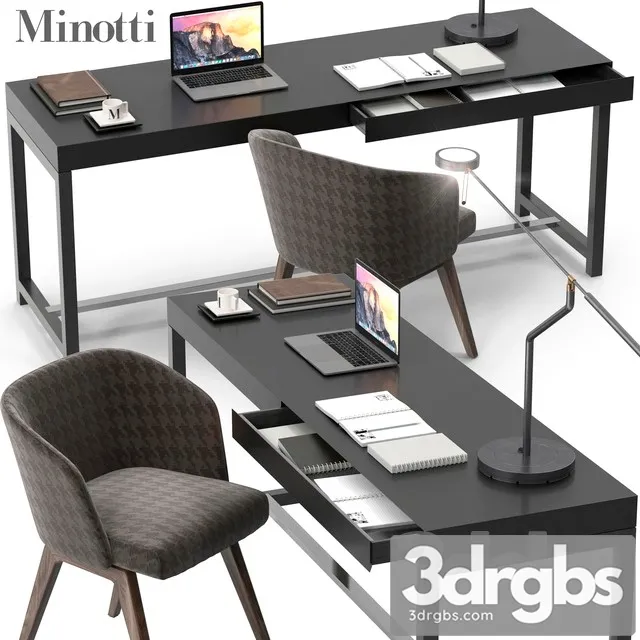 Minotti Fulton Desk Set 3D Model Download