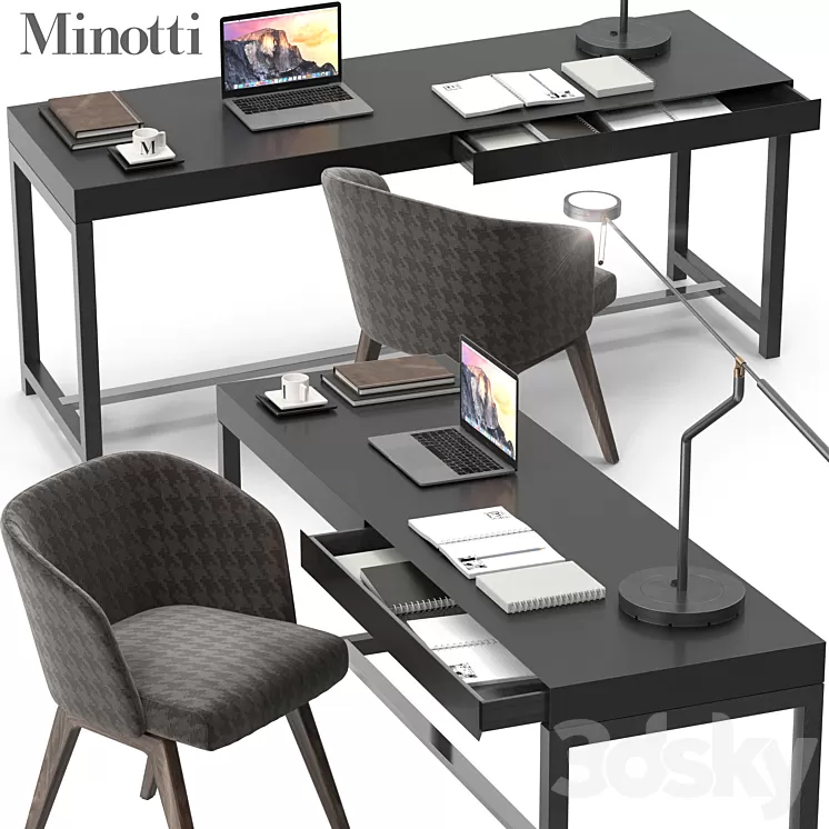 Minotti Fulton desk set 3D Model