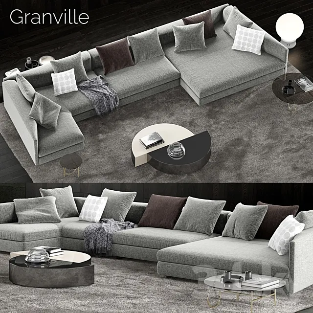 Minotti Granville Sofa 3 3D Model Minotti Granville Sofa 3 3D Model