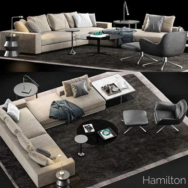 Minotti Hamilton Sofa (corner) 3D Model Minotti Hamilton Sofa (corner) 3D Model