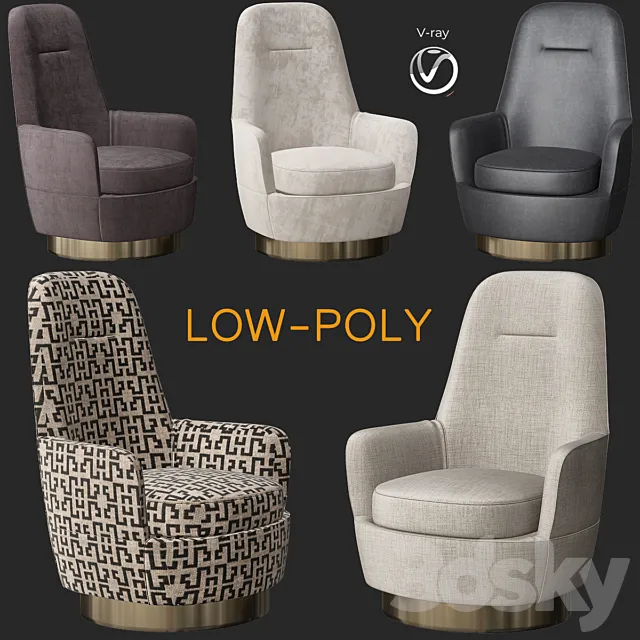 Minotti Jacques Bergere Armchair Fixed (low poly) 3DModel Minotti Jacques Bergere Armchair Fixed (low poly) 3DModel