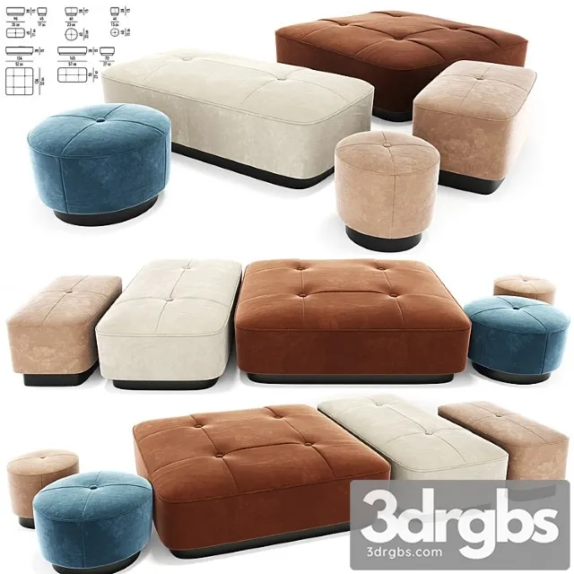 Minotti jacques poufs set 2 3D Model Download