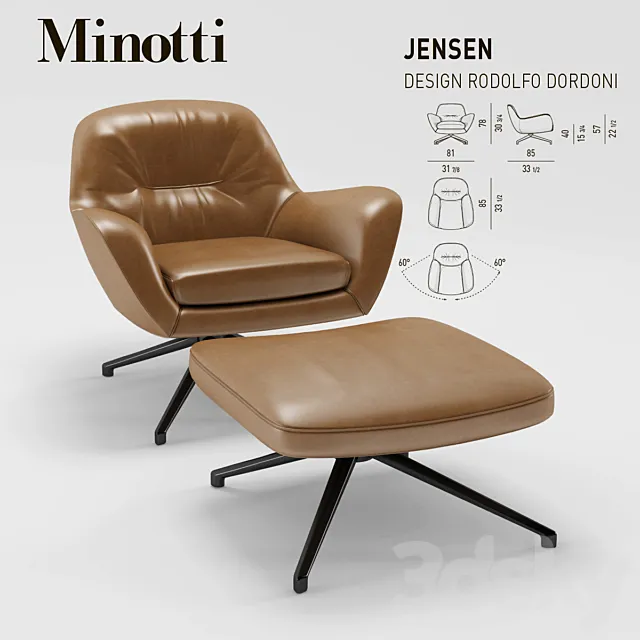 Minotti Jensen Armchair 3DModel Minotti Jensen Armchair 3DModel