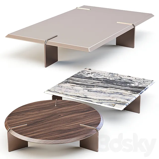 Minotti: Keel – Coffee and Side Tables Set 03 3D Model