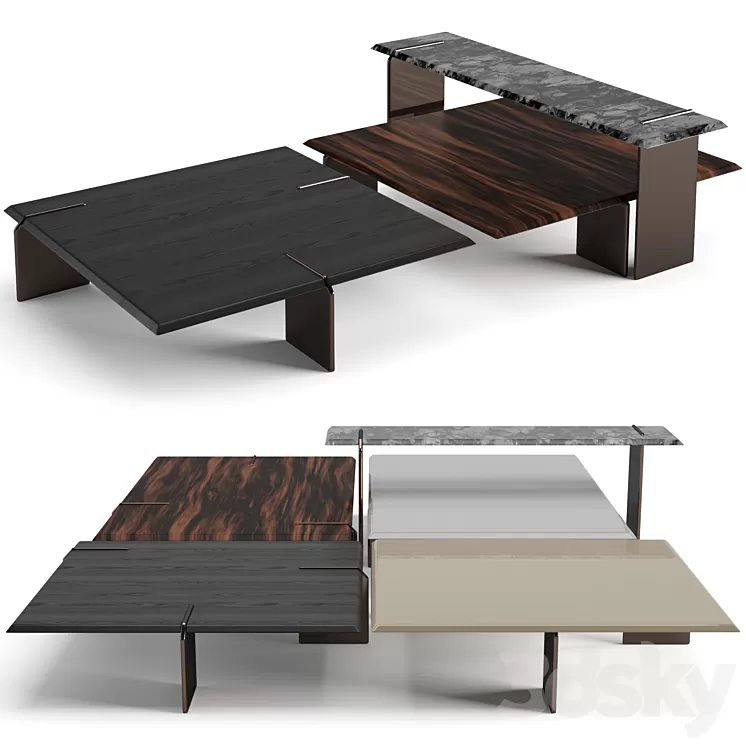 Minotti Keel square coffee tables set 3D Model Minotti Keel square coffee tables set 3D Model