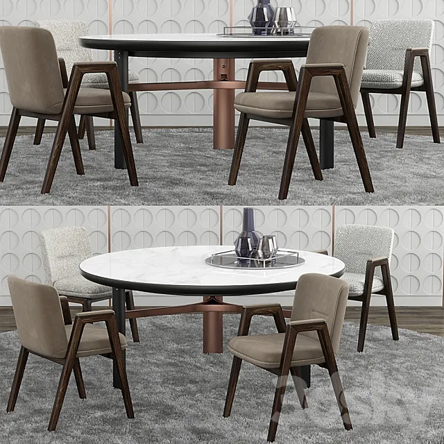 Minotti Lance chair set 3D Model