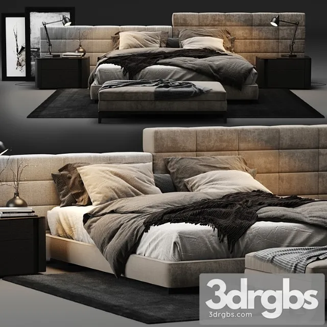 Minotti Lawrence Bed 6 3D Model Download